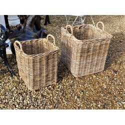 Cane Log Baskets With Handels